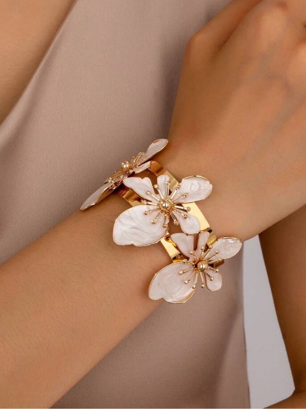 Gold Floral Cuff Bracelet